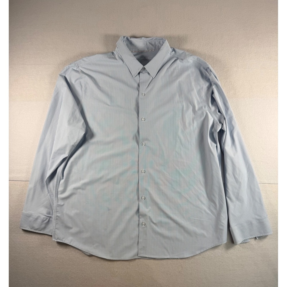 Hawker Rye Mens XXL Blue Gingham 4-Way Stretch Long Sleeve Button Down Shirt